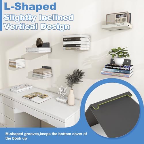FENTEC 6 Pack Black Invisible Floating Bookshelves for Wall Mounted - Image 5