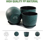 WSMKSZ Large Flower Pots 12/10/9 inch, Set of 3 Decorative Plastic Planters with Drainage Holes and Saucers for Garden House Plants, Plant Pots for Indoor Outdoor Plants, Black with Green Speckles - Image 4