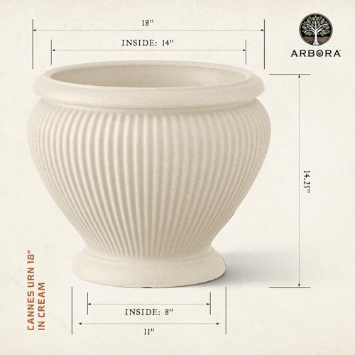 ARBORA 18" Cannes Urn Planter - Lightweight Polyresin Decorative Plant Pot - Image 2