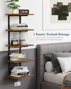 Harwaya 5 Tier Wall Bookshelf Unit for Bedroom Books, Large Floating Book Shelves Wall Mounted, Rustic Wood Lack Tiered Hanging Shelf for Kitchen Office Living Room Corner (Dark Brown) - Image 5