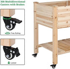 Outvita Raised Garden Bed on Wheels, Mobile Elevated Wood Planter with Lockable Wheels, Woven Fabric Cloth and Storage Shelf for Flowers, Vegetables Backyard Balcony - Image 4