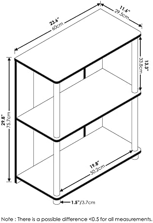 Furinno JAYA Simple Design 3-Tier Bookcase / Bookshelf / Display Rack, Plastic Tubes, Walnut - Image 3