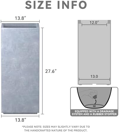 Kante Large Column Square Blue Gray Concrete Planter 27.6" H, Outdoor - Image 2