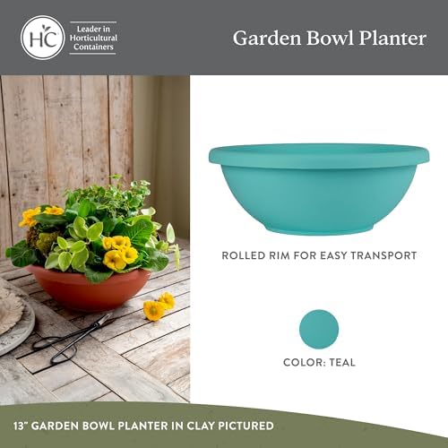 The HC Companies Garden Bowl Shallow Garden Bowl, 24 Inch, Teal, 2-Pack - Image 2