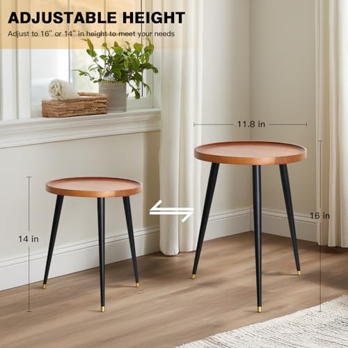 KINNARY Plant Stand Indoor, Mid Century Wood Plant Table Plant Holder with Raised Design,Heavy Duty Metal Tall Flower Pot Stand, Modern Home Decor Small Round Side End Table(11.8"x16") - Image 3
