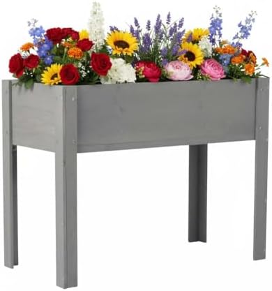 Planter Raised Garden Bed with Legs, Elevated Garden Beds Outdoor, Raised Flower Beds Outdoor, Elevated Planter Box, Vegetable Garden Bed (Grey, 40 * 20 * 31) by Unknown