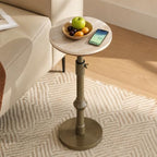 Tribesigns Adjustable Marble Drink Table, 12“ Round Pedestal End Table by Tribesigns
