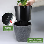 Dexceder 15x14 Self Watering Planter with Wheels (Stone Matte) - Image 4