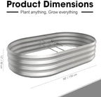 5x3x1ft Oval Galvanized Raised Garden Bed Outdoor 9-in-1 Large Metal Modular Planter Box Raised Beds for Gardening,Vegetables,Fruits,Flowers & Herbs (Silver) - Image 2