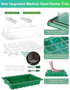 2 Packs Large Seed Starter Tray, Adjustable Brightness and Timer with 48 Full Spectrum LEDs, Seed Starter Kit with Drainage Holes, Tools and Labels for Indoor Plant Growing and Outdoor Gardening - Image 2