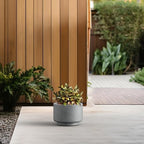 Kante Small Round Pedestal Pale Gray Concrete Planter 9.8" Dia, Outdoor - Image 6