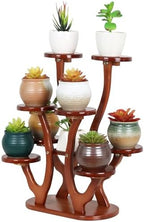 9 Tier Bamboo Plant Stand Indoor, Windowsill Small Succulent Shelf by Jotboom
