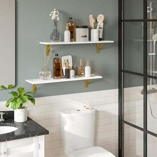 DINZI LVJ Long Wall Shelves, 31.5Inch Wooden Wall Mounted Shelves, Set of 4 - Image 4