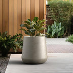 Kante Accent Round Curved Weathered Concrete Planter 17.3" Dia, Outdoor - Image 5