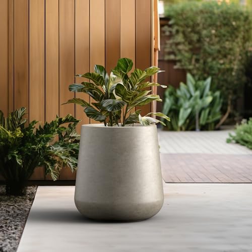 Kante Accent Round Curved Weathered Concrete Planter 17.3" Dia, Outdoor - Image 5