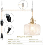 Pendant Light Fixtures,Plug in Hanging Light Fixture 6.6in Glass Pendant Light,E26 Pendant Lighting for Kitchen Island, Bedroom, Dining Room, Living Room - Image 4