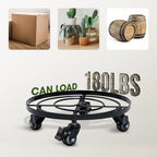 Idzo 14 Inch Heavy Duty Trolley Round Square Metal Plant Caddy, Black for Plant Pots Indoor and Outdoor - Image 6