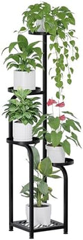 TOSKING Tall 5-Tier Square Plant Stand Indoor Outdoor, Anti-Tip, Black by TOSKINGESSENCE