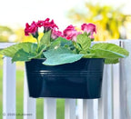 LaLaGreen Deck Rail Planter (16 in, 4 Pack) Black Metal Hanging Flower Pots - Image 7