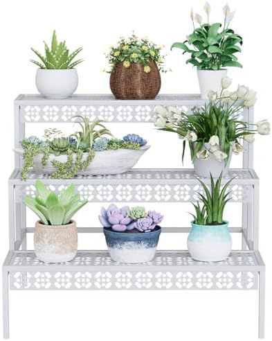 Garden 4 you 3-Tier Rectangular Metal Plant Stand, Ladder Flower Pot Rack - Image 4