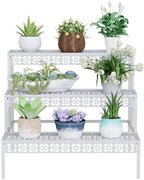 Garden 4 you 3-Tier Rectangular Metal Plant Stand, Ladder Flower Pot Rack - Image 4