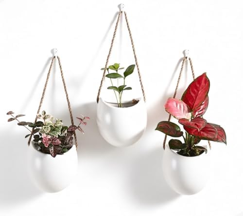 4 to 5 inch Ceramic Planters Wall Hanging Vases Decor - Set of 3 by Unknown