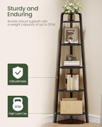 CHOEZON Corner Shelf, 5-Tier Ladder Corner Shelf, Ladder Bookshelf, 59.6" Tall Vertical Display Stand, Metal Frame Bookshelf, for Living Room, Bedroom, Kitchen, Black TCJ20BB - Image 6