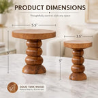 2 Pack Teak Wood Display Risers for Rustic Natural Home Decor - Image 2
