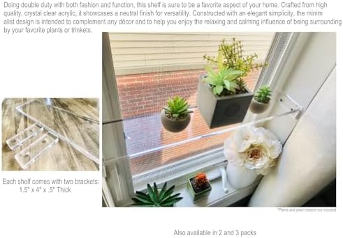 DistinctAndUnique Floating Window Shelf 30", 1 Pack – Crystal Clear Acrylic Floating Shelves for Plants Indoor, Succulent and Trinkets, Acrylic Shelf Display, Window Plant Shelves for Indoor Garden - Image 2
