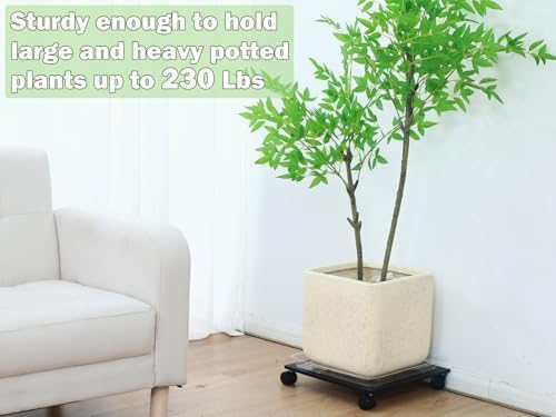 3 Packs 12" Metal Square Plant Caddy with Wheels Large Iron Rolling Plant Stand with Casters Heavy-Duty Plant Dolly Coaster Plant Pot Mover Roller Base for Indoor Outdoor, Black - Image 7