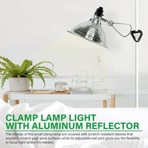 Simple Deluxe Clamp Lamp Light with 8.5 Inch Adjustable Aluminum Reflector and 6 Feet Cord, up to 150W E26 Socket (no Bulb Included), Silver and Black, 4 Pack - Image 7