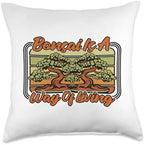 Bonsai Tree Plant Tools Care Kit Set Gifts Ideas Way of Living Penjing Indoor Bonsai Throw Pillow, 18x18, Multicolor by Unknown