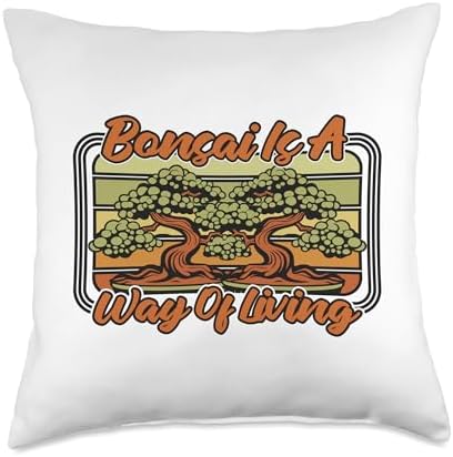 Bonsai Tree Plant Tools Care Kit Set Gifts Ideas Way of Living Penjing Indoor Bonsai Throw Pillow, 18x18, Multicolor by Unknown