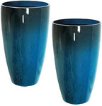 2PCS 21in Tall Planter for Outdoor Plants Large Flower Pots Blue by Goldshire