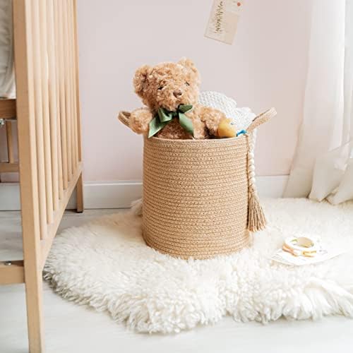 Mkono Woven Storage Basket Decorative Natural Rope Basket and Macrame Hanging Shelves Boho Wall Decor Set of 2 - Image 5