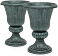 Magshion 20" Urn Planters for Outdoor Plants, Set of 2, Antique Green by Magshion