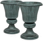 Magshion 20" Urn Planters for Outdoor Plants, Set of 2, Antique Green by Magshion