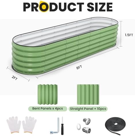 Pattiumo Galvanized Raised Garden Bed 8x2x1.5 FT, Oval Metal Raised Garden Bed Outdoor Planter Box with Open Bottom, Rust-Resistant Steel Garden Bed for Vegetables Herbs Flowers, Easy Assembly - Image 5