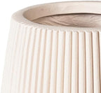 16" Pear-Shaped Fluted Outdoor Planter, Off-White, Modern Round Plant Pot - Image 6