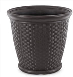 Suncast Sonora 4 Pack 22 Inch Plastic Wicker Indoor or Outdoor Decorative Garden Flower Planter for Entryways, Porch, and Backyard Patios, Dark Brown - Image 2