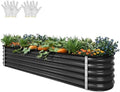 YITAHOME 8x2x1.5ft Large Raised Garden Bed Kit, 17" Tall 9 in 1Galvanized Metal Planter Box with Gloves & Safety, Outdoor Above Ground Planters for Plants Vegetables Flowers, Black by YITAHOME