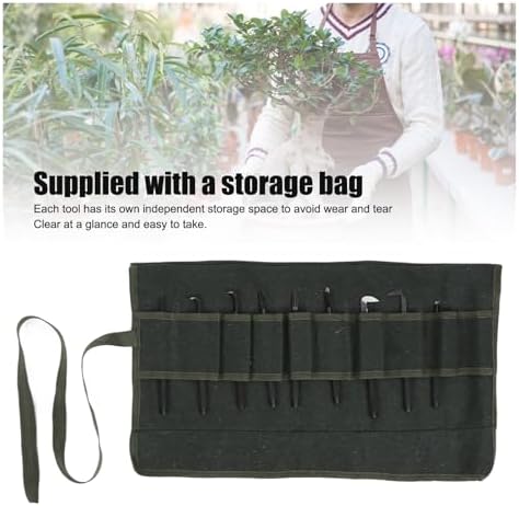 9 Piece Professional Bonsai Tool Kit, Manganese Steel Carving Pruning Set with Handles Includes Brushed Knife, Shears, Gardening Tools for Bonsai Shaping - Image 4