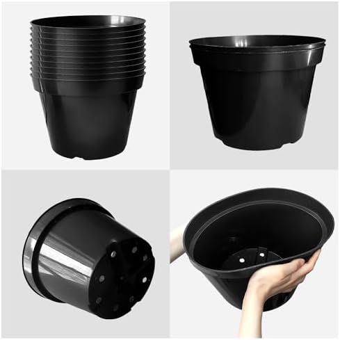 RooTrimmer 10 Inch Plastic Nursery Pots for Plants 10 Pack Plant Pots with Drainage Holes 2 Gallon Nursery Pots Perfect for Indoor Outdoor Plants Such as Herbs, Strwaberrys and Flowers, Black - Image 3
