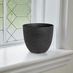 Root & Vessel Bola Round Planter, Self-Watering Outdoor & Indoor Planters, Shimmery Metallic Finish, Eco-Friendly Organic Fiber & Plastic Material, Onyx Black, 11" - Image 4