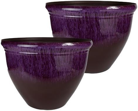 The HC Companies Pizzazz Round Planter Pot, 9 Inch, Purple Violet, 2-Pack by TheHCCompanies