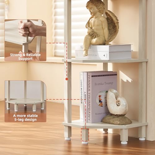 YUFAM 3-Tier Corner Shelf, Grey White - Image 4
