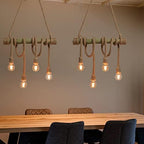 Arturesthome 4 Heads Hemp Rope Bamboo Pendant Light for Restaurant Cafe - Image 4