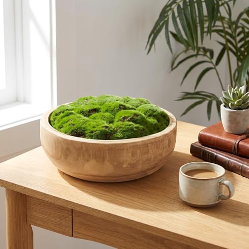 Round Moss Wood Bowl Natural Centerpiece Decor, Classic, 10.5x4inch, Wood - Image 4