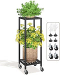 LASZOLA Plant Stand Shelf Indoor Outdoor Tall Corner, 2 Tier Metal Black by LASZOLA