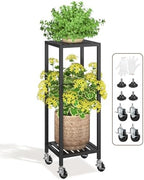 LASZOLA Plant Stand Shelf Indoor Outdoor Tall Corner, 2 Tier Metal Black by LASZOLA